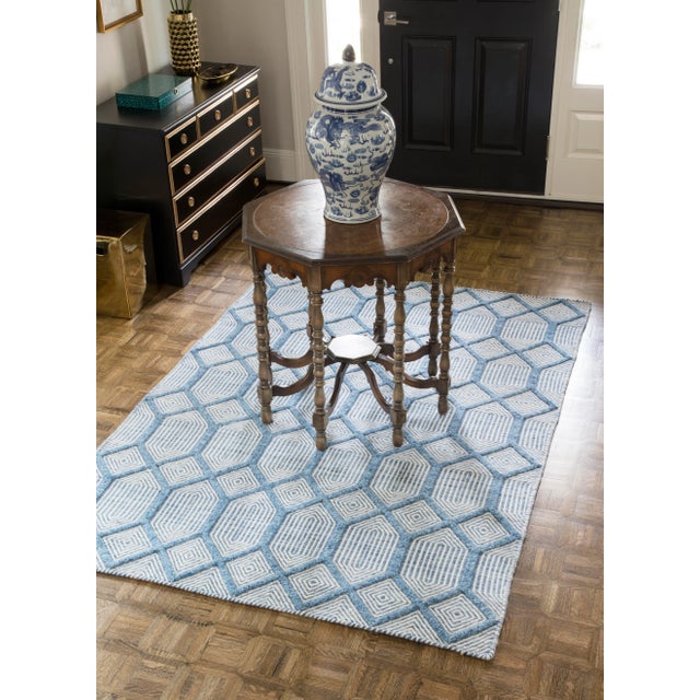 Erin Gates Langdon Cambridge Blue Hand Woven Wool Area Rug 5' X 8' For Sale In Atlanta - Image 6 of 7