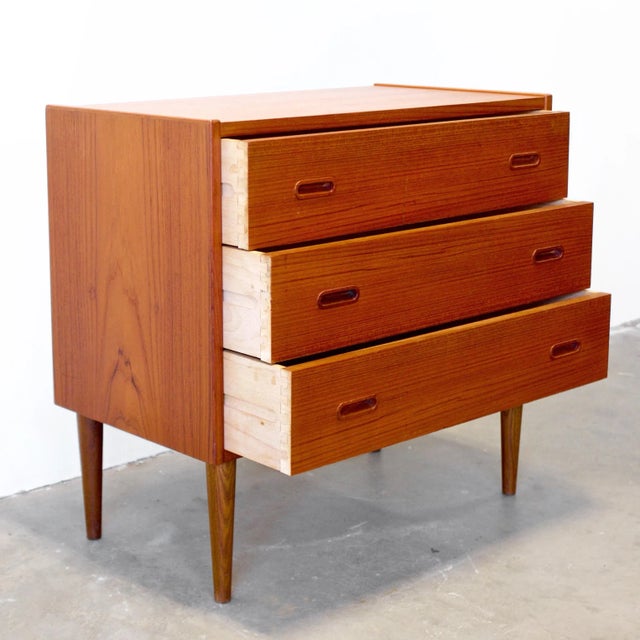 Danish Teak Chest of 3 Drawers / Low Dresser For Sale - Image 10 of 12