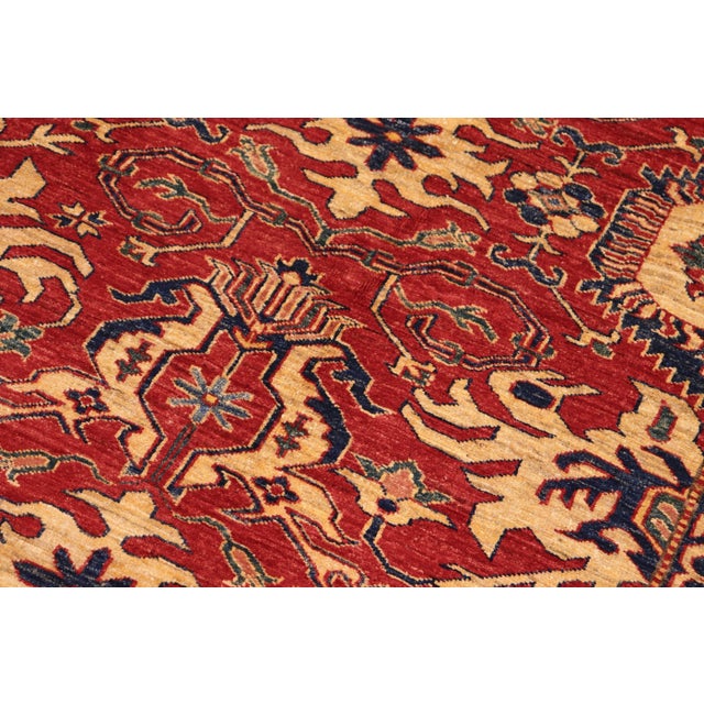 Rustic Super Kazak Red/Gold Wool Rug - 9'9'' X 13'3'' For Sale - Image 4 of 8