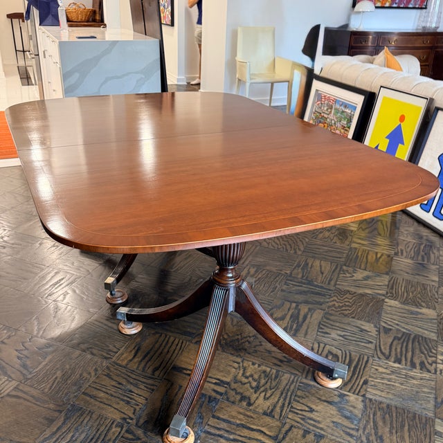 Traditional Baker Georgian Style Double Pedestal Mahogany Dining Table For Sale - Image 3 of 16