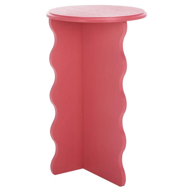 Lilith Wavy Accent Table in Rose For Sale In Philadelphia - Image 6 of 8