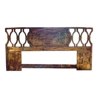 1970s Wood Painted and Partial Gilded King Size Headboard For Sale