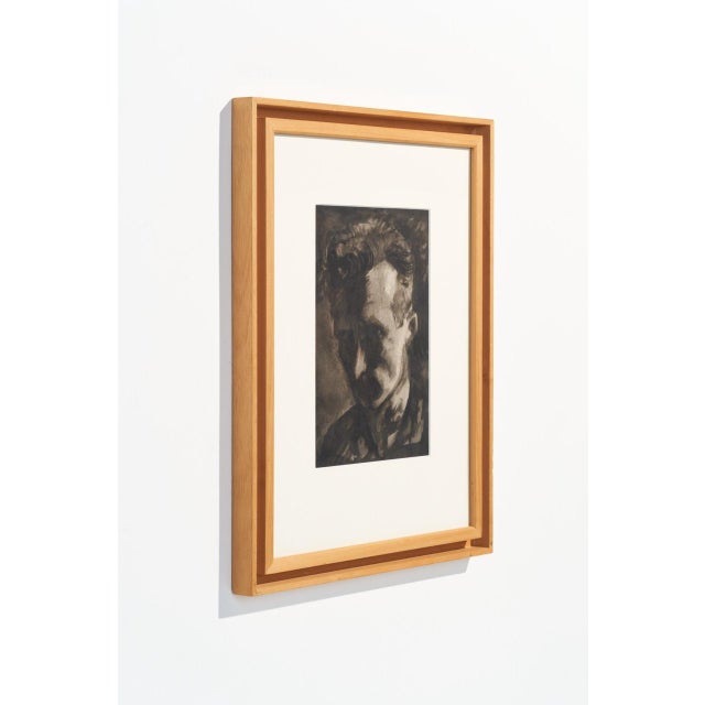 Mid-Century Modern 1951 Jean-Marie Sorgue Charcoal and Graphite Self-Portrait Drawing, Signed For Sale - Image 3 of 10