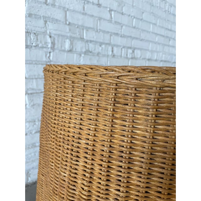 McGuire American VIntage Wicker Trompe L’oeil Skirt Side Table For Sale - Image 4 of 6