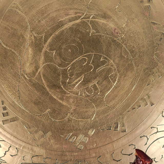 Metal Mid Century Chinese Dragon Serving Bowl For Sale - Image 7 of 13