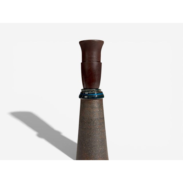 Nils Kähler, Small Table Lamp, Brown Stoneware, Denmark, 1950s For Sale - Image 4 of 9