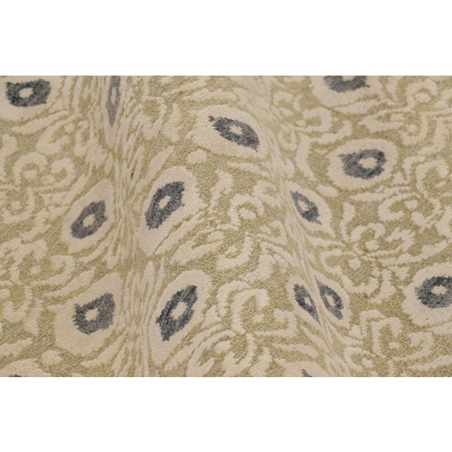 Textile Rug & Kilim’s Block Print Rug With Floral Lattice in Beige-Brown & Charcoal For Sale - Image 7 of 10