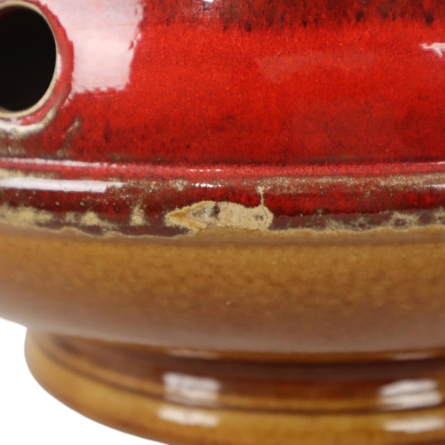 Large Vintage Red and Yellow Ceramic Lamp Base, 1960s For Sale - Image 16 of 18