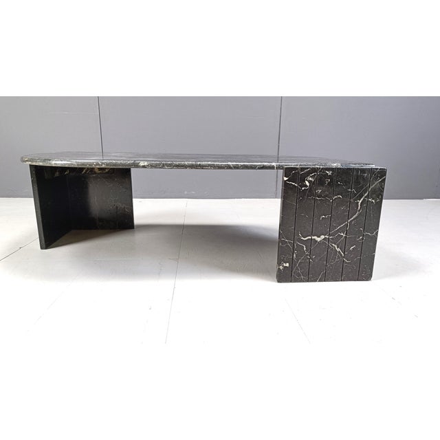 Black Vintage Black Marble Coffee Table from Roche Bobois, 1970s For Sale - Image 8 of 10