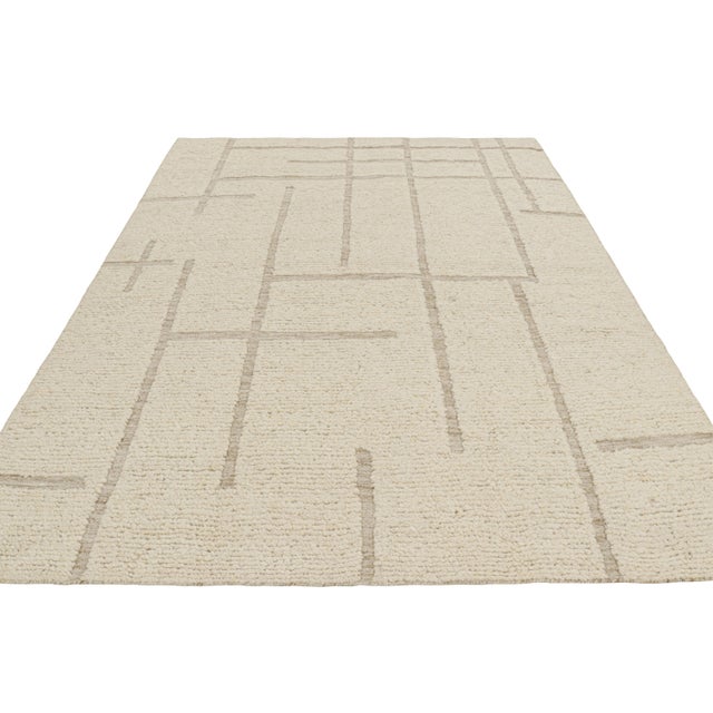 Not Yet Made - Made To Order Rug & Kilim’s Modern Rug with Cream High-Low Geometric Patterns - 12x16 For Sale - Image 5 of 7