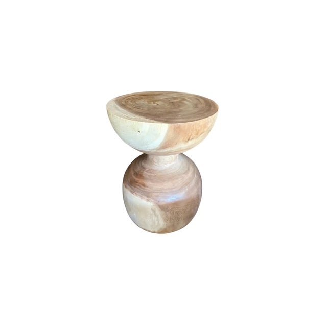 Not Yet Made - Made To Order Sculptural Side Table Solid Suar Wood, Natural Finish For Sale - Image 5 of 6