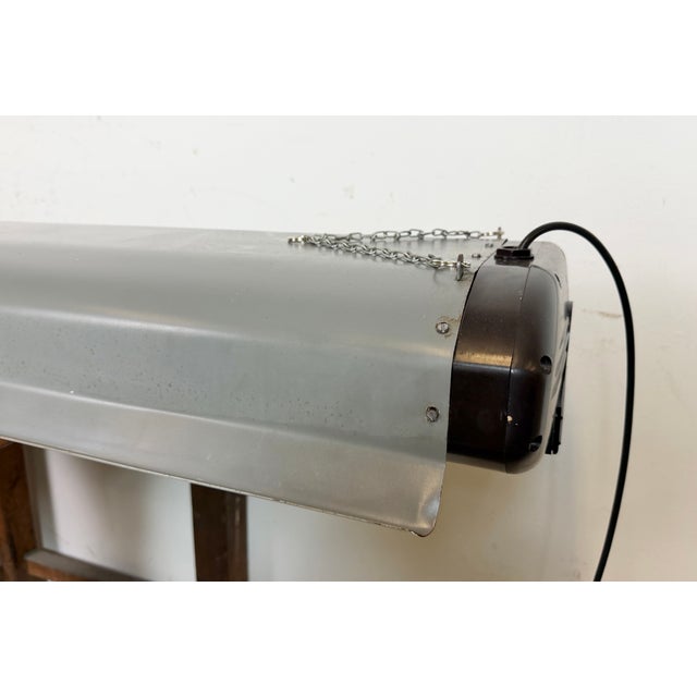 Industrial Grey Hanging Tube Light from Elektrosvit, 1960s For Sale - Image 15 of 18