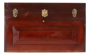 Antique Mahogany Tool Chest With Key & Self Locking Front