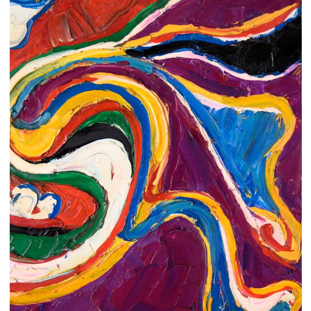 1970s Heavily Textured Abstract Expressionist Composition in Oil on Canvas by Harald Dry Schmidt For Sale - Image 5 of 9