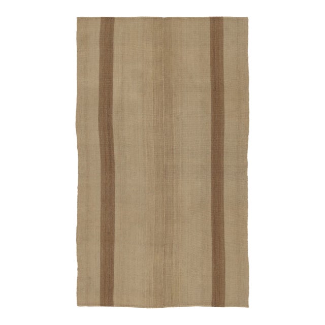 Rug & Kilim's Contemporary Minimalist Rez Kilim With Earth-Toned Geometry For Sale