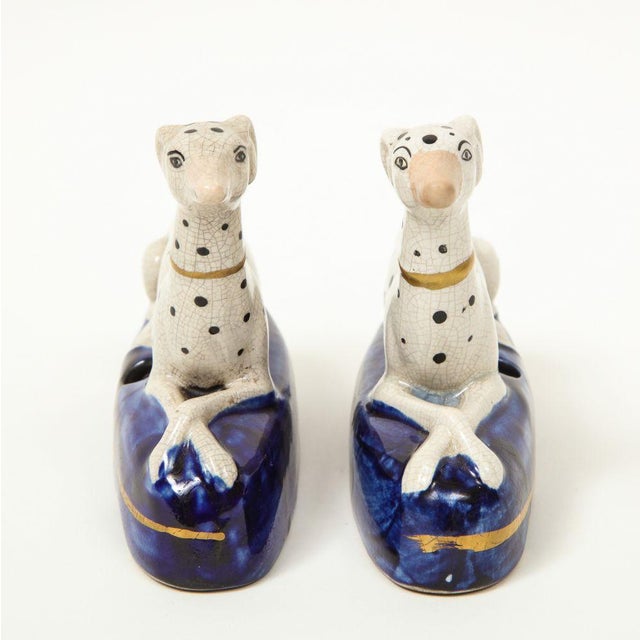 Ceramic Pair of Staffordshire Seated Dalmatian Inkwells For Sale - Image 7 of 10