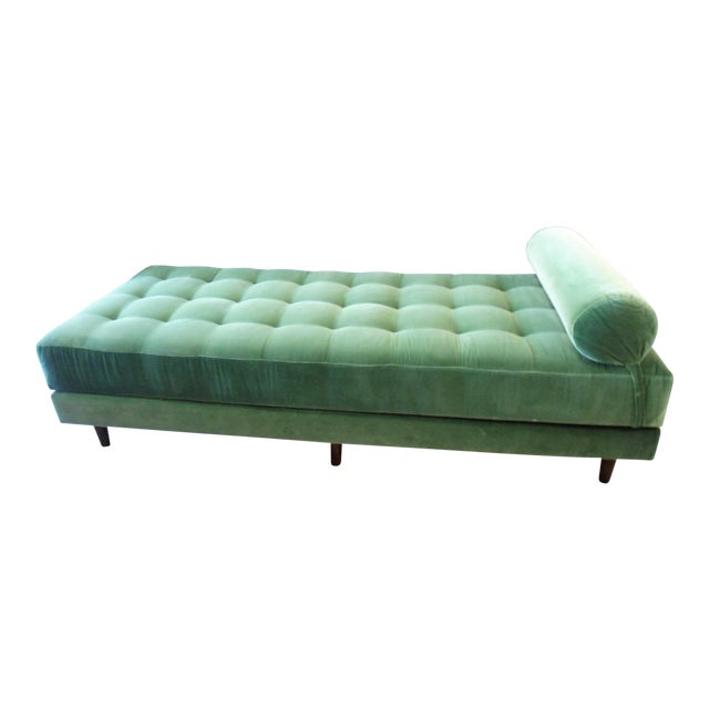 Green Velvet Tufted Daybed, Can Open to Be Double Bed Chairish