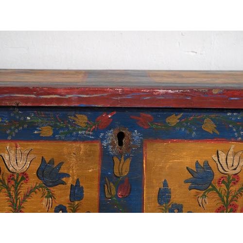 Antique Folk Art Style Chest with Floral Motifs, 1920s For Sale - Image 10 of 12