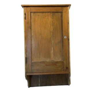 Early 20th Century Primitive Pine Wall Cabinet For Sale