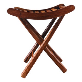 Mid-Century Wood Folding Stool From the Studio of Tawny Chatmon For Sale