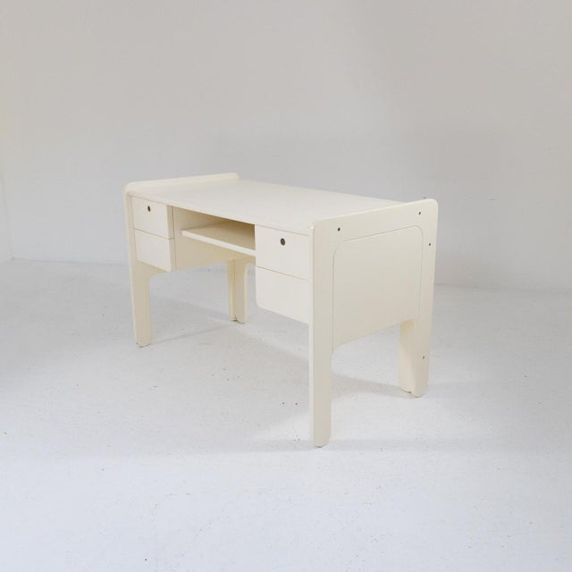 Wood White lacquered Wooden Desk, 1970s For Sale - Image 7 of 10