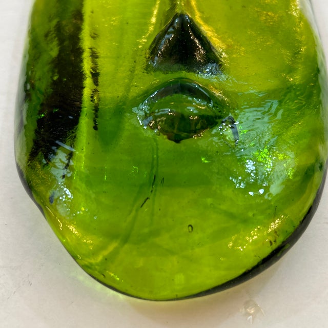 Kosta Boda Erik H. Glund for Kosta Boda Blown Green Glass Face Sculpture For Sale - Image 4 of 10