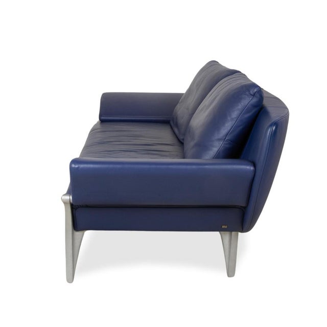 Navy Blue Leather 1600 Three-Seater Sofa with Manual Function from Rolf Benz For Sale - Image 14 of 15