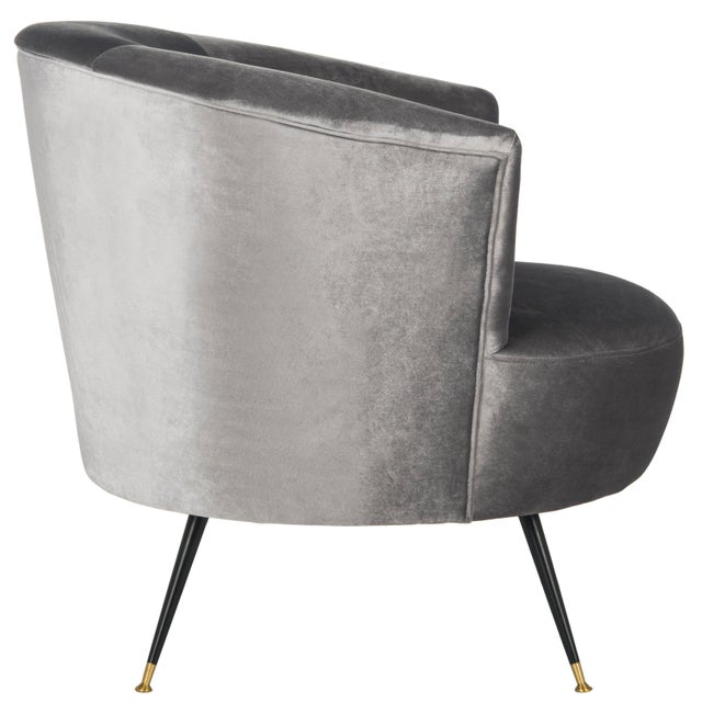 Velvet Retro Mid Century Accent Chair in Grey For Sale - Image 4 of 10