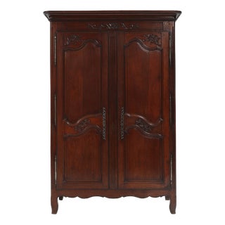 Large Louis XVI French Carved Bridal Wardrobe, 1850s For Sale