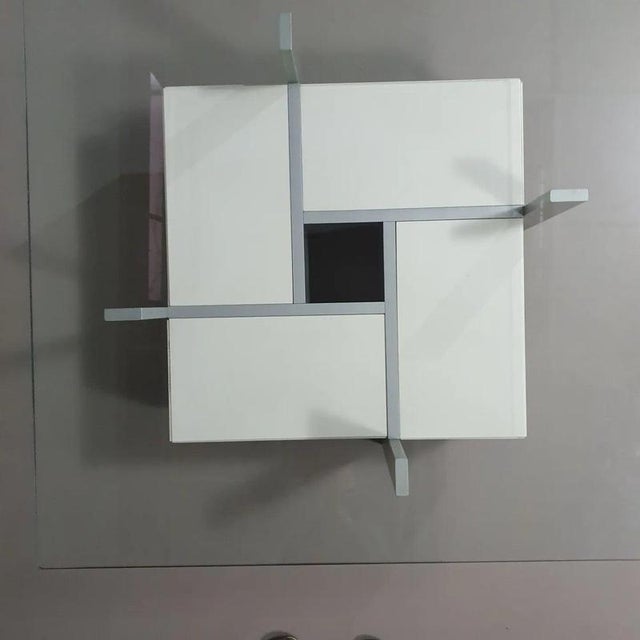 Minimalistic Coffee Table with Drawers and Glass Top, 1980s For Sale - Image 5 of 12