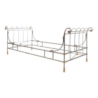1970s Maison Jansen French Steel and Brass Day Bed For Sale