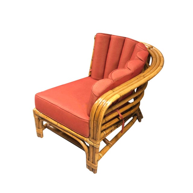 Restored MCM Rattan Round Sectional Corner Sofa W/ 3-Strand Waterfall Arms For Sale - Image 4 of 6