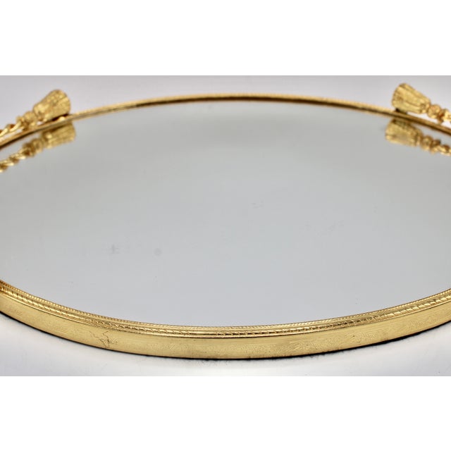 Metal Vintage French Mirrored Tray With Rope Handles For Sale - Image 7 of 8