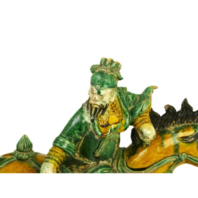 Ceramic Chinese Sancai Guan Yu Roof Tile - c.1780-1800 For Sale - Image 7 of 11