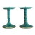 Postmodern Teal Verdigris and Gold Pedestal Candle Holders For Sale