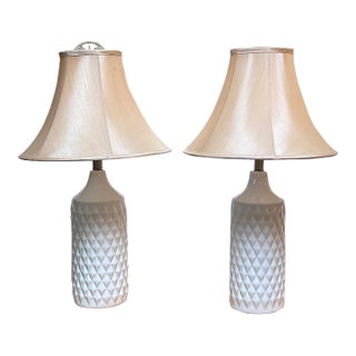 Catalina Lighting Quilted Table Lamps, Pair For Sale