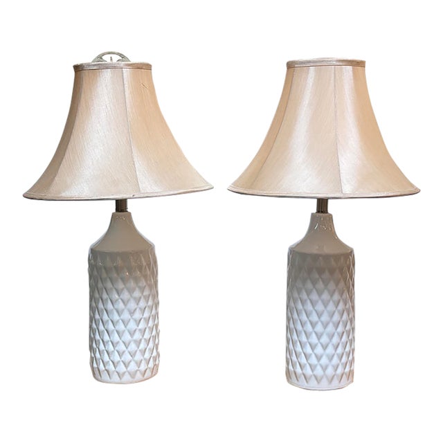 Catalina Lighting Quilted Table Lamps, Pair For Sale