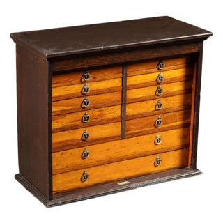 Early 20th Century 16-Drawer Oak Dental Cabinet For Sale