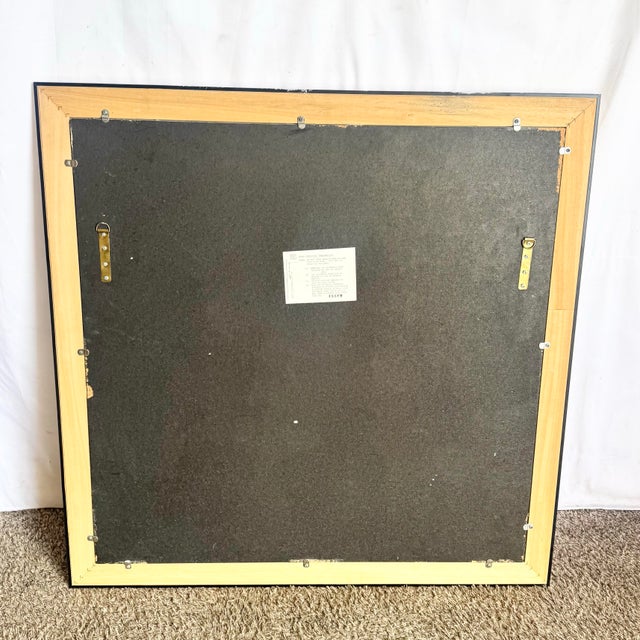 1980s Postmodern Lily Flower Stained Glass Gold Frame Wall Mirror For Sale - Image 5 of 11