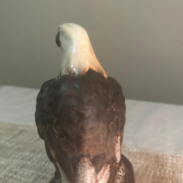 1980s Eagle --1980s Large Glazed Eagle on Rock For Sale - Image 5 of 8