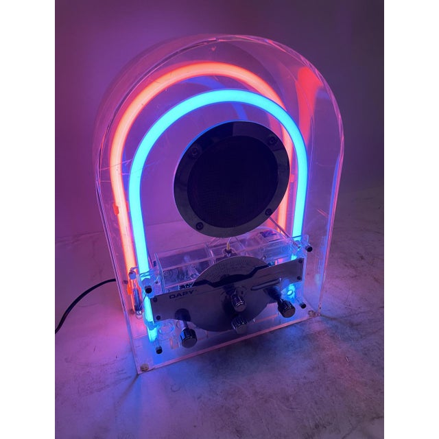 Radio Design in Acrylic Glass and Neon, 1980s For Sale - Image 16 of 18