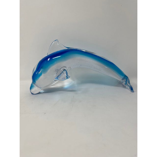 Gorgeous aqua blue Murano Glass Dolphin hand made by Glass Master Robert Beltrami. Stamped by his furnaces, Wave Murano...