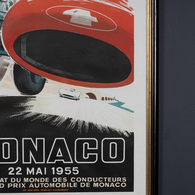 Vintage 20th Century Framed 1955 Monaco Grand Prix Poster by Jean Ramel, 1985 For Sale - Image 10 of 18