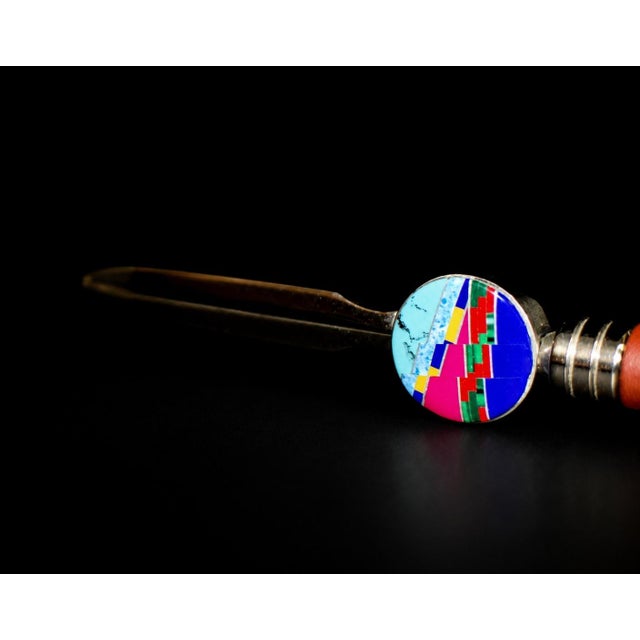David Rosales Letter Opener Leather Gemstone Navajo Southwest Crafted For Sale - Image 9 of 12