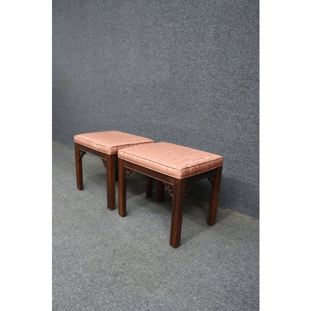 Chinoiserie Ethan Allen Chinoiserie Footstools – Pair For Sale - Image 3 of 11
