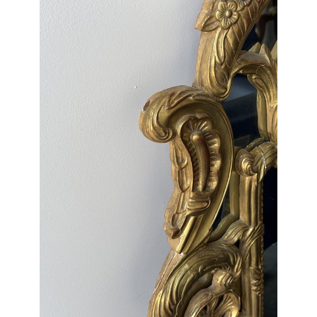 Large Regency Style Mirror with Carved and Gilded Wooden Side Panels, 1950s For Sale - Image 6 of 12