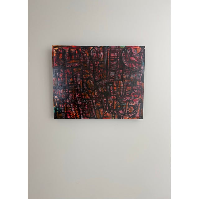 Mid-Century Modern Abstract Oil on Wood Painting by Karl James Lubbering For Sale - Image 3 of 11