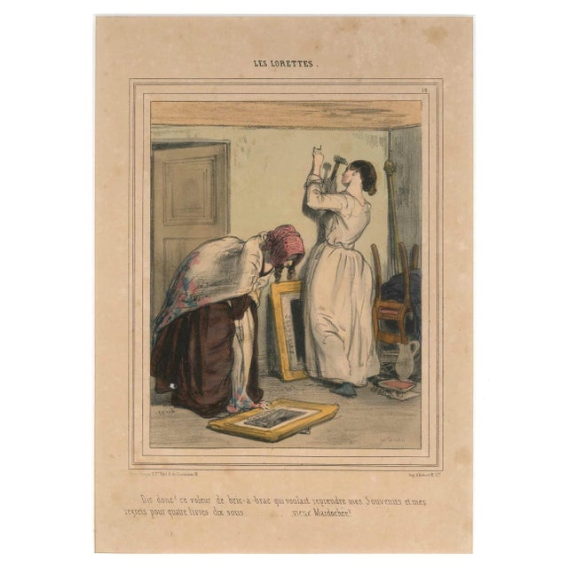 Amusing original colored lithograph with pouchoir details. Beautiful satiric illustration by the French draftsman Paul...