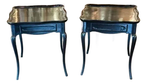 Pair of Vintage French Provincial Black Side Tables