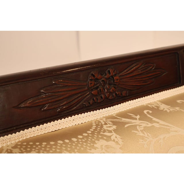 Federal Sheraton Style Upholstered Sofa With Carved Wood Frame For Sale - Image 11 of 18